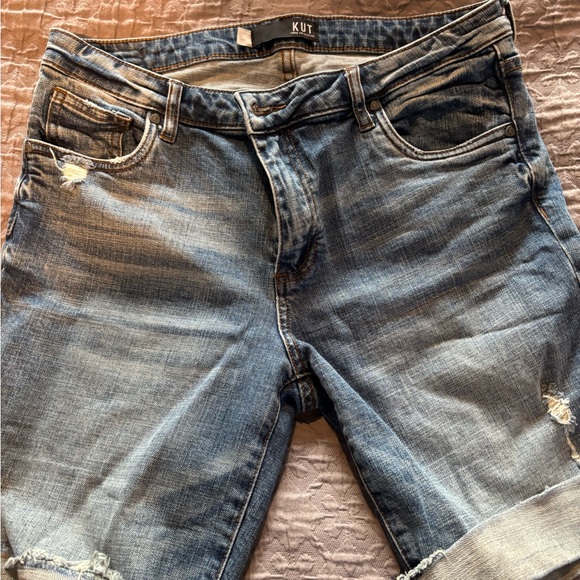Kut from the Kloth denim shorts. Mid to lower rise. Some distressed elements. - Picture 4 of 6
